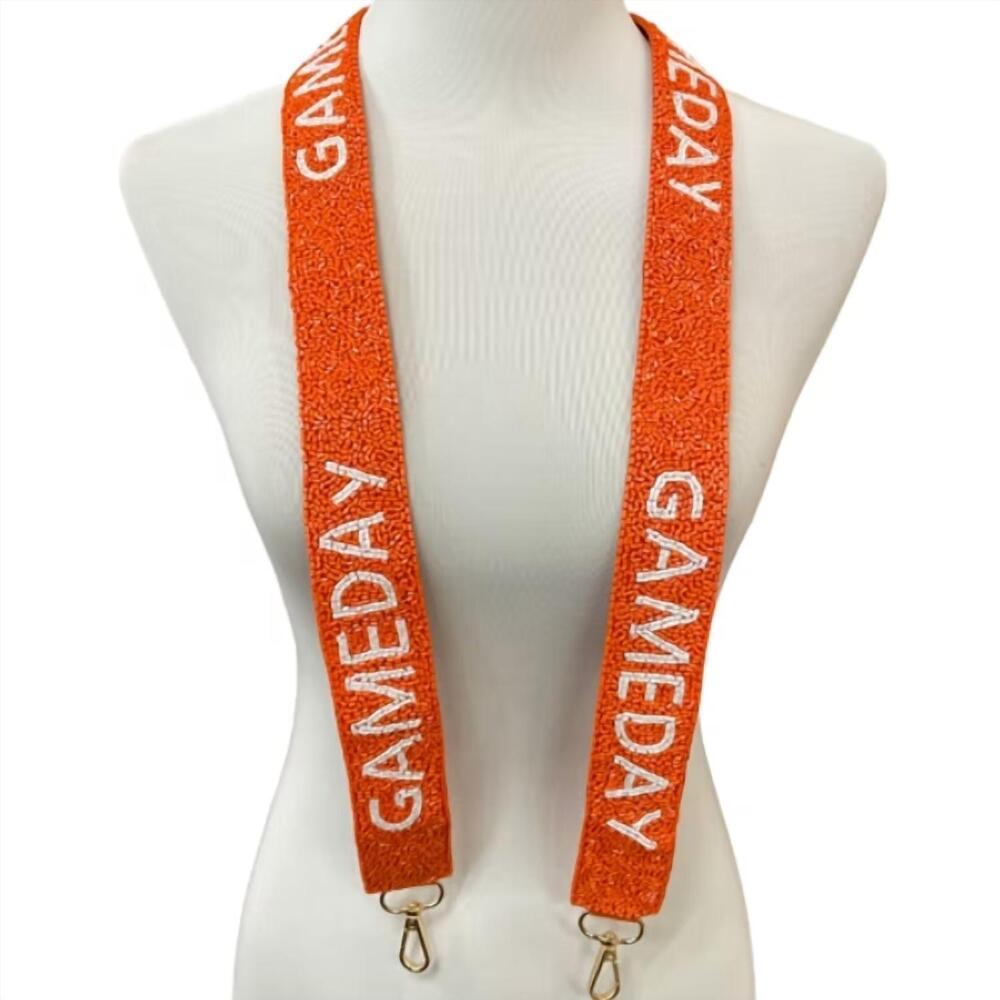 NEW GOLDEN STELLA women's gameday beaded bag strap in orange/white